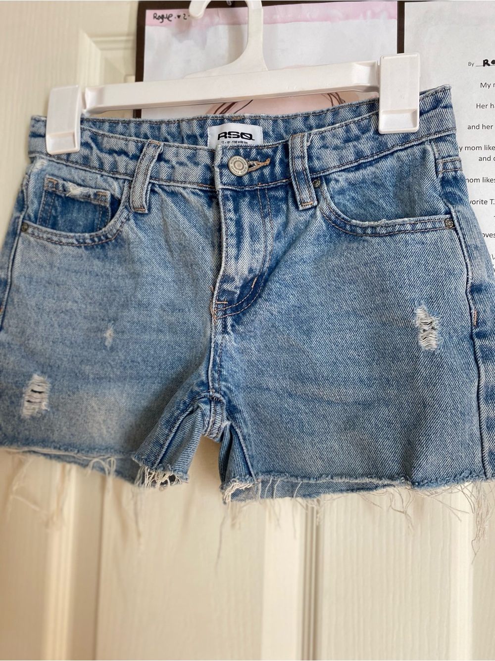 RSQ Light Blue Distressed Denim Jean Shorts